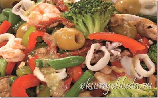 Узнайте, как приготовить Салат с морепродуктами "Ассорти" - вкусный, полезный, малокалорийный!..